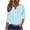 Light Blue, variant on Summer 2025 Eyelet 3/4 Sleeve Tops for Women Notch V Neck T Shirt Pullover Tee with Button Solid Color Blouse Summer Casual Tops