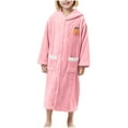 thumbnail image 2 of Swuxness Toddler Fleece Hooded Long Sleeve Robes, Long Casual Robes, Kids Print Wearable Absorbent Cozy Post Swim Cover Up and Changing Bathrobe with Side Pockets Pink, 8-11 Years, 2 of 4