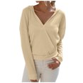 thumbnail image 2 of Ichuanyi liquidación femenina moda en v pueblo en v capucha color manga de mangas largas suéter tops ICHUANYI WER202308243410, 2 of 8