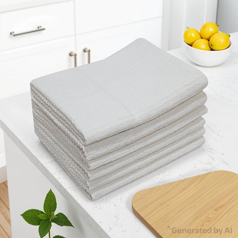 Mainstays Bar Mop Kitchen Towel Set, 6pc, White, 16x19 - Walmart.com