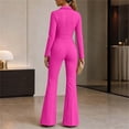 thumbnail image 5 of Edvintorg Women Jumpsuit Lapel Cargo Pocket Button Down Romper Long Sleeve Jumpsuits with Flare Pant Womens Clothing S-XL Hot Pink, 5 of 5