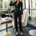 thumbnail image 3 of Bmisegm Womens 2 Piece Suit Notched Lapel One Button Slim Fit Business Office Work Tuxedo Pants Set Matching Sets Women Clothing Black L, 3 of 8