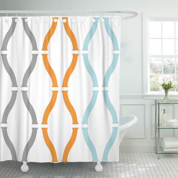 SUTTOM Pastel Blue Orange Gray Modern Geometric Funky Elegant Shower