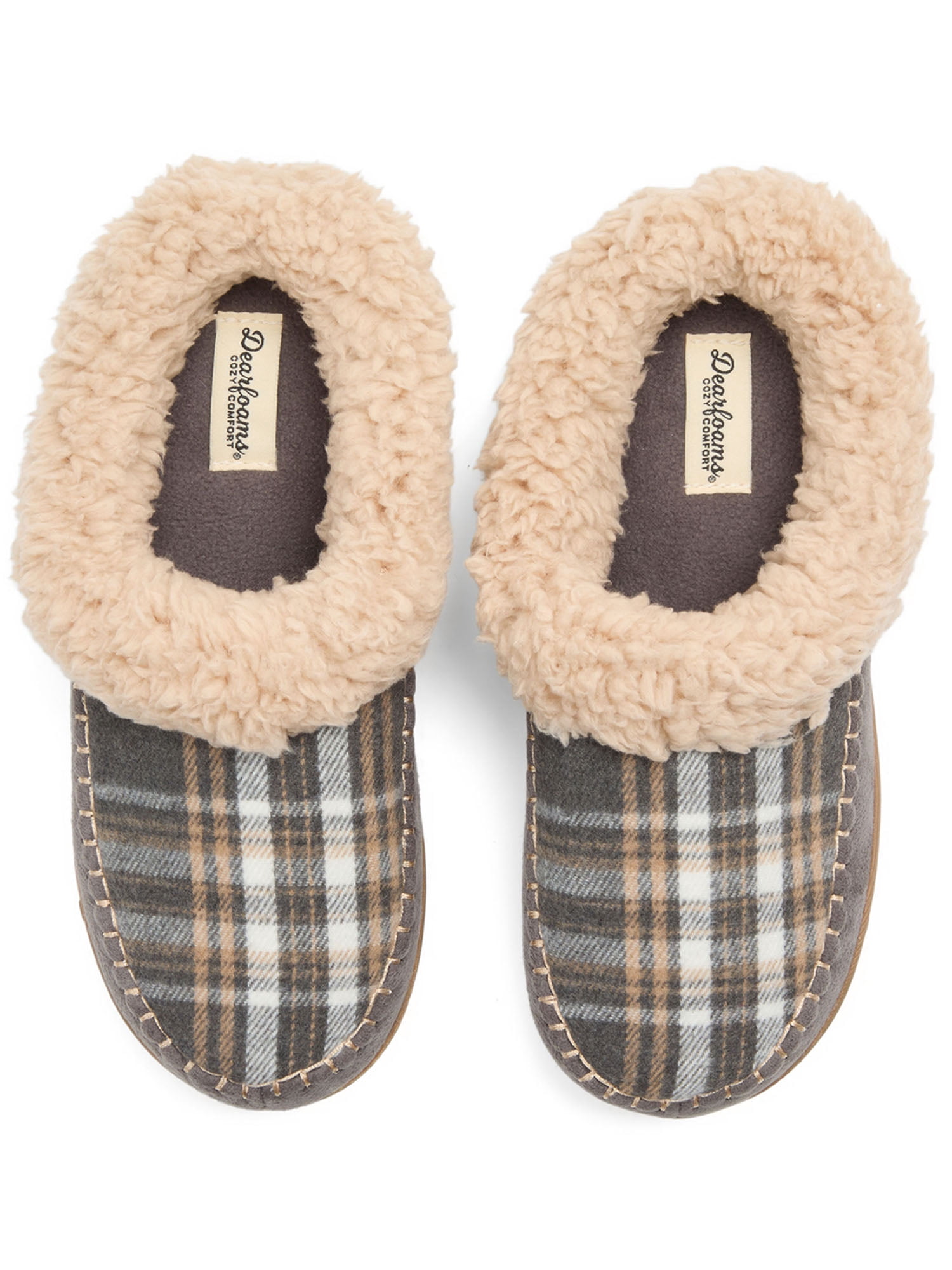 Dearfoams Women’s Cozy Comfort Moc Toe Clog Slippers