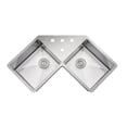 thumbnail image 2 of Wells Sinkware NCU3333-1010-BF-1 46 in. Handcrafted 16 Gauge Undermount Butterfly Equal Double Bowl Stainless Steel Corner Kitchen Sink with Grid Racks & Basket Strainers, 2 of 2