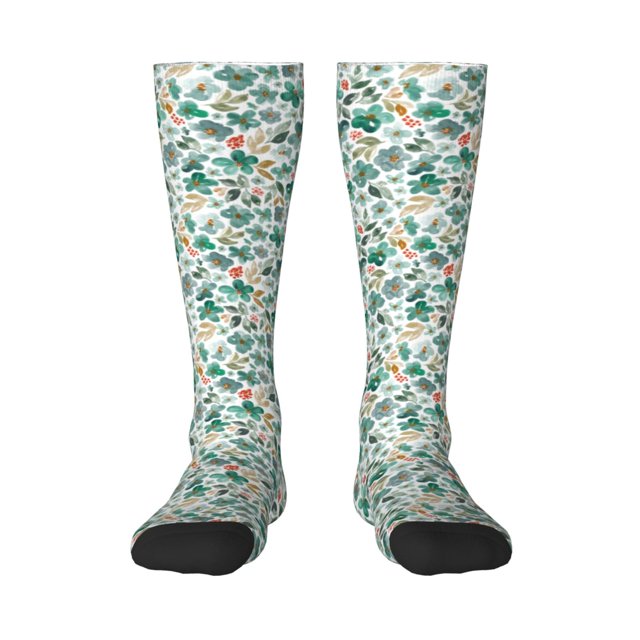 Balery Floral In Teal Calcetines novedosos Calcetines deportivos Calcetines hasta la rodilla Calcetines de algodón Calcetines originales y geniales
