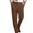 thumbnail image 2 of Zenithor Big and Tall Men's Pleated Dress Pants Button Belt Loops Winter Business Casual Straight Leg for Dating Weddings (No Belt) S-3XL, 2 of 7