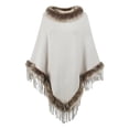 thumbnail image 2 of Elainilye Fashion Women's Fall Winter Scarf Classic Tassel Scarf Leisure Artificial Fur-Collar Warm Tassel Cape Scarf Gifts for Ladies,Beige, 2 of 4