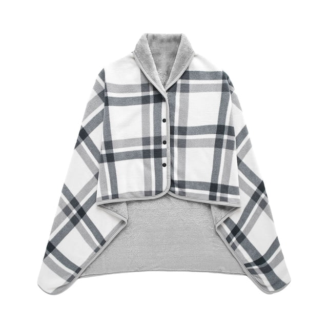 Qarigey Manta de franela portátil, multifuncional y elegante, chaqueta tipo chal, manta cálida Accesorios de disfraces gris 80*135cm
