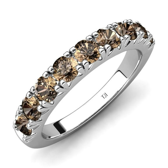 TriJewels 0.90 ctw Smoky Quartz (3.00 mm) 9 Stone Wedding Band in 10K Gold