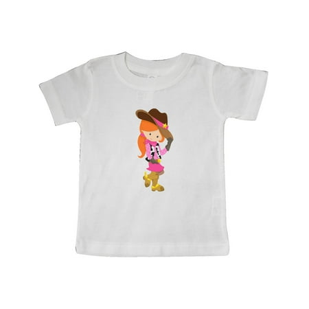 

Inktastic Cowboy Girl Girl With Cowboy Hat Orange Hair Gift Baby Girl T-Shirt