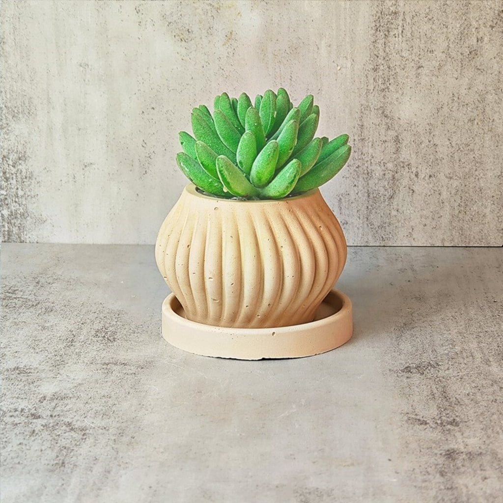 Flowerpot Mold Silicone Clay Striped Pattern Silicone for Hand-Making Concrete Resin Flower Pots
