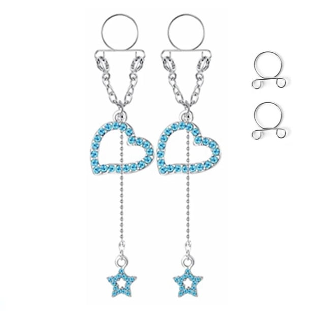 Anillo de pecho falso con borlas ajustables para perforar el pezón, joyería corporal