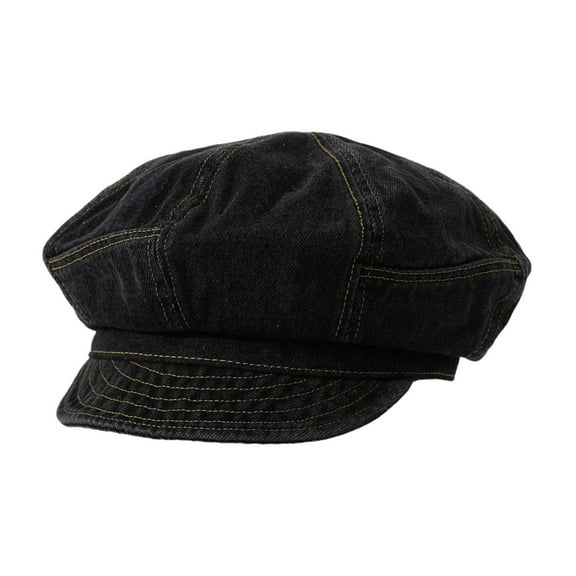 QccHieUs Flat Cap Retro Comfortable Creative Spring Summer Newsboy Hat for Dating Driving Black