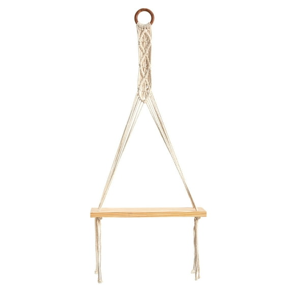 Nearly Natural 14" x 24" Handmade Macrame Wall Hanging with Wooden Shelf