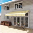 thumbnail image 4 of Retractable Patio Awning | 12' x 10' Manual Shade for Deck Balcony Yard, Mustard Yellow Slate Gray | Aluminum | Rectangle, 4 of 10