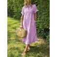 thumbnail image 2 of Vestido camisero chouyatou para mujer, de verano, a rayas, color morado, 2 of 2