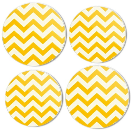 

BaHomeck Electric Stove Burner Covers Set of 4 Round Metal Gas Stove Burner Covers 8 Inch and 10 Inch Kitchen Decor Yellow Pattern On White Background
