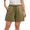 Army Green, variant on WellSize Plus Size Lace Shorts for Women Cotton Linen Wide Leg Shorts Summer Drawstring Elastic Waist Short Pants with Pockets