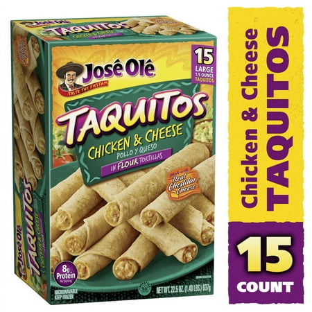 Jose Ole Chicken & Cheese Flour Taquitos Mexican Food 22.5 oz 15 Count (Pack of 4)