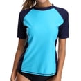 thumbnail image 1 of Camiseta de natación deportiva de manga corta para mujer, color liso, 1 of 7