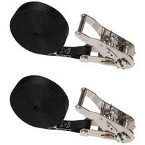1" x 15' Black Stainless Steel Endless Ratchet Strap - 2 Pack