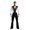 White&Black, variant on Men Latin Dance Figure Skating Rhinestones Leotard V Neck Long Sleeve Satin Patchwork with Tassel Flared Pants Black M
