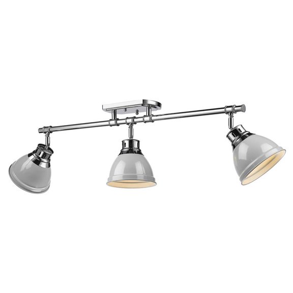 Golden Lighting Duncan - Three Light Semi-Flush Mount, Shade Options: Gray Shade