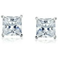 thumbnail image 2 of Bling Jewelry Mens Classic Set of 2 Multi Color Square CZ Cubic Zirconia Stud Earrings Silver Black Plated Screwback Posts 6MM, 2 of 4