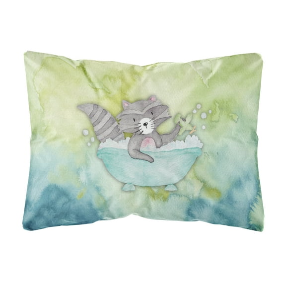 Raccoon Bathing Watercolor Canvas Fabric Decorative Pillow