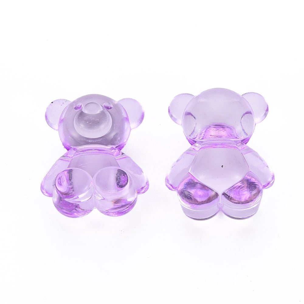 500g Transparent Acrylic Beads Top Drilled Beads Bear Blue Violet 18.5x15.5x11mm 320pcs/500g