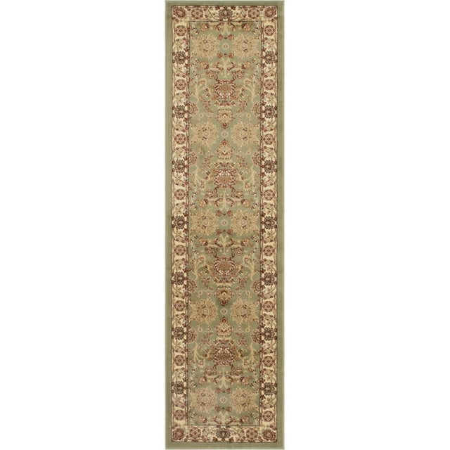 Unique Loom Voyage Intricate Design Rug 2' 7 x 10' Runner Light Green/Ivory