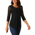 thumbnail image 4 of BLUSA TUNIC DE CUELLO REDONDO Y MANGAS 3/4 PLEGADA CASUAL PARA MUJER INSPIRE CHIC M NEGRO, 4 of 5