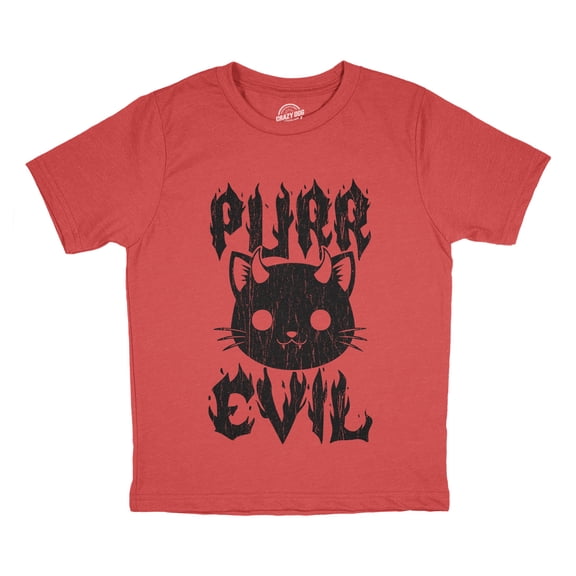Youth Funny T Shirts Purr Evil Sarcastic Kitten Graphic Novelty Tee For Kids