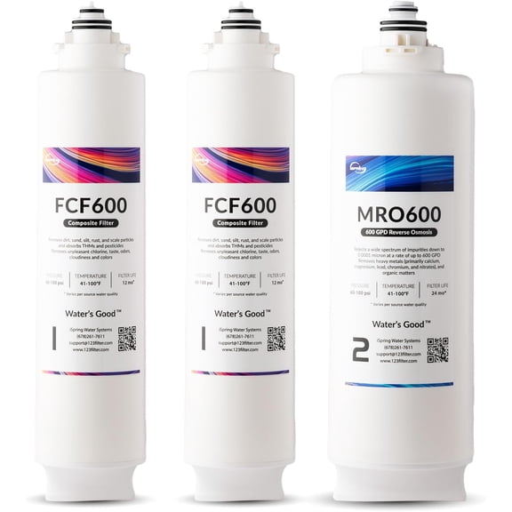 iSpring F3-RO600 2-Year Replacement Filter Set for RO600BN & RO600ORB Tankless RO Systems with 2x FCF600 & 1x MRO600