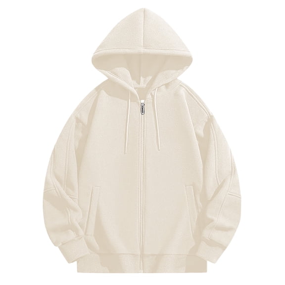 YLSDY Full Zip Hoodies for Men Solid Color Drop Shoulder Sweatshirt Mens Gym Workout Active Long Sleeve Pullover 2025 Beige XXXL