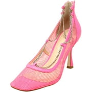 Jessica Simpson Women's Orlanda Fishnet Neon Pink Ankle-High Fabric Pump - 6M