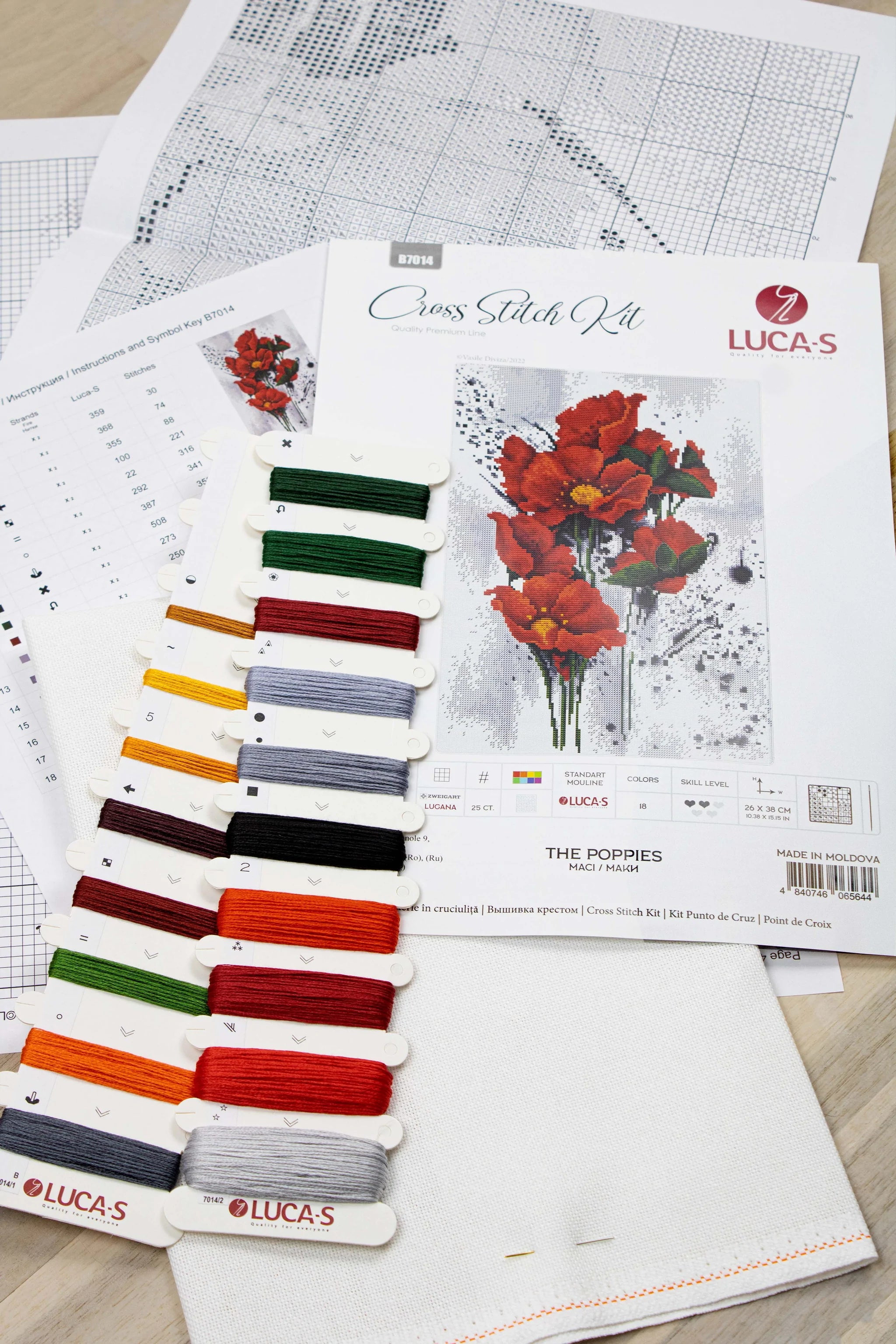 Luca-S The Red Poppies Counted Cross-Stitch Kit