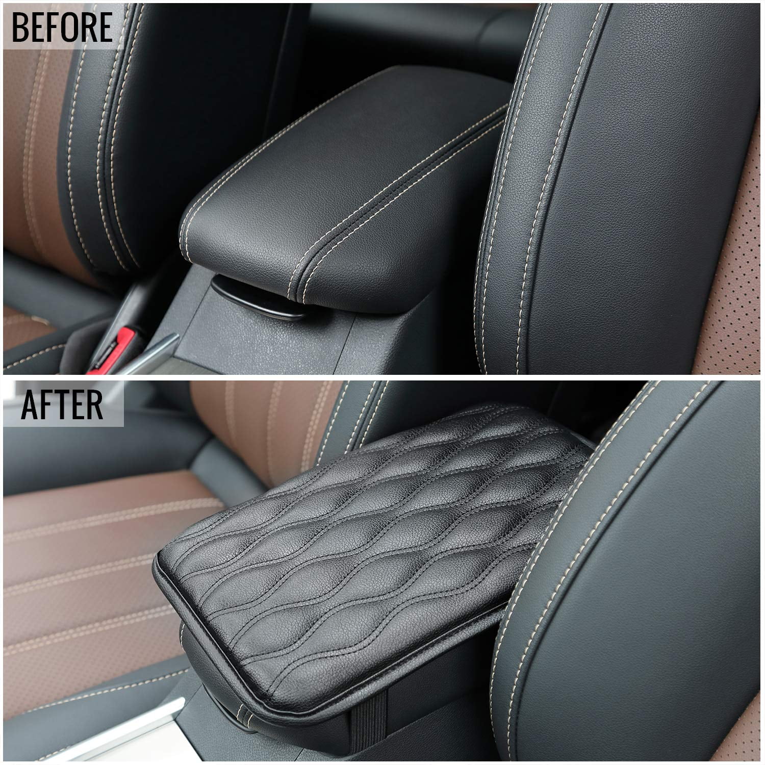 PU Leather Universal Auto Armrest Cushion Pad Waterproof Center Console Cover Armrest Protector Perfect for Most Vehicle SUV Truck Meserparts Auto Center Console Pad