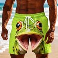 thumbnail image 2 of Fun 3D Animal Face Print Mens Casual Shorts Elastic Drawstring Loose Summer Beach Shorts, 2 of 4
