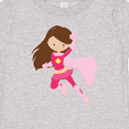 thumbnail image 4 of Inktastic Superhero Girl, Cute Girl, Brown Hair, Pink Cape Girls Baby T-Shirt, 4 of 5