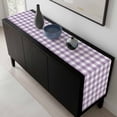 thumbnail image 5 of Purple Checkered Table Runner 60 Inches Long, Farmhouse White Buffalo Plaid Kitchen Coffee Dining Table Decoration for Home Party Birthday Wedding Home Decor 13x60 Inches, 5 of 8