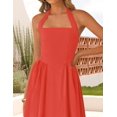 thumbnail image 4 of Vestido de verano ZESICA, sin mangas, halter, midi, color rojo sandía, 4 of 7