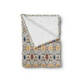 thumbnail image 2 of Boho Soft Flannel Fleece Throw Blanket, Chevrons Strips and Dots with Hearts Vintage Like Print, Cozy Plush for Indoor and Outdoor Use, 50" x 60", Orange Burgundy, by Ambesonne, 2 of 5