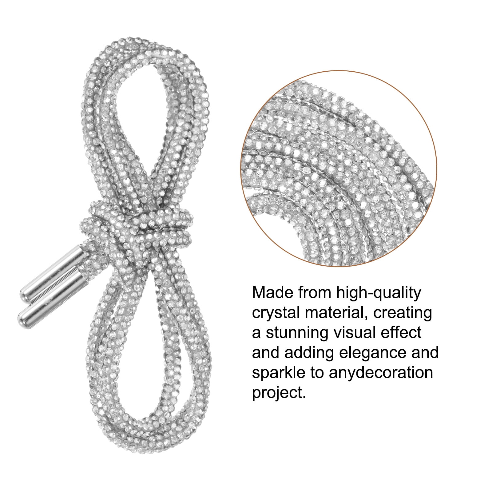 Unique Bargains Rhinestone Shoe Lace Bling Crystal Drawstring Cord for Sneakers 39in White