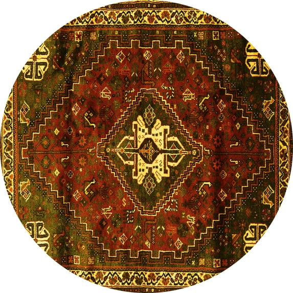 Ahgly Company Indoor Round Persian Yellow Traditional Area Rugs, 4' Round