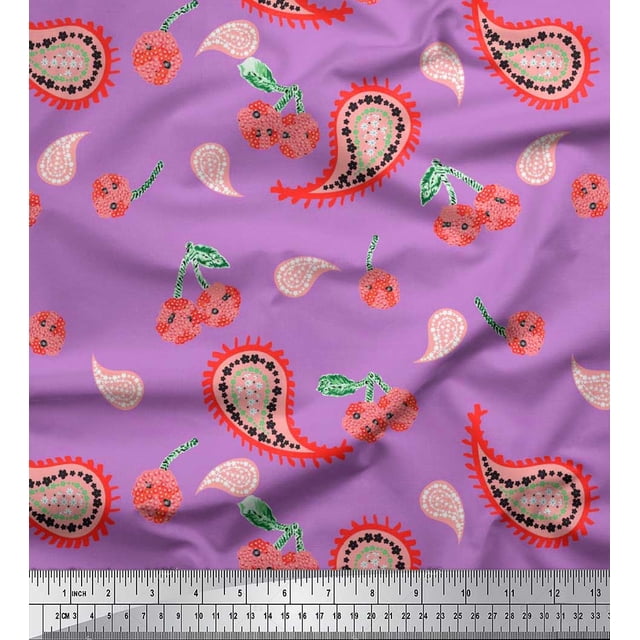 Soimoi Poly Georgette Fabric Floral & Paisley Decor Fabric Printed Yard 52 Inch Wide