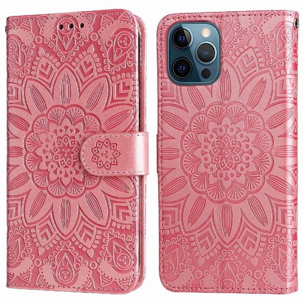 Funda tipo cartera GANGXUN para iPhone 12 Pro Max , diseño girasol, cuero PU, soporte, cierre magnético, tarjetero