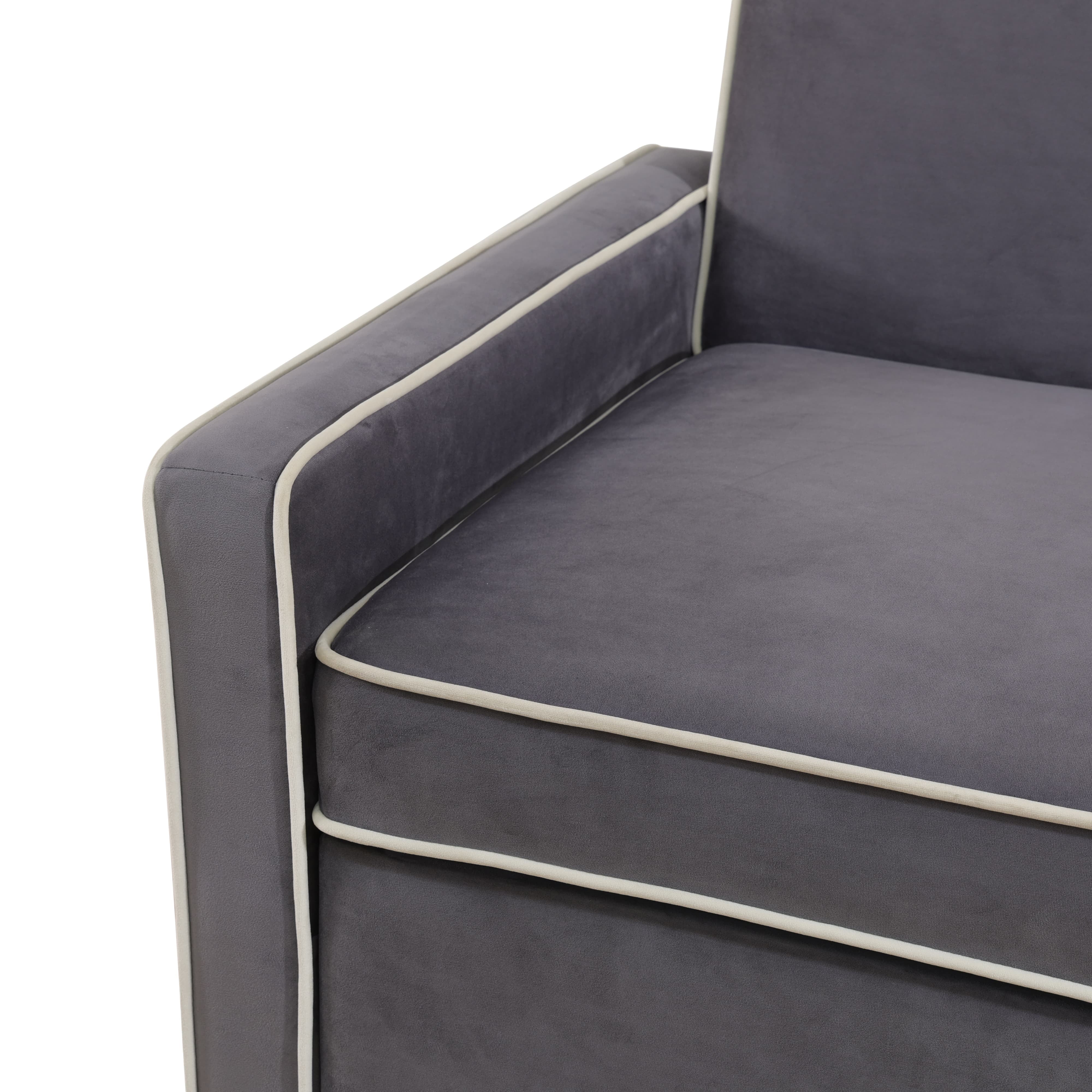 Light Gray Fluffy Fabric Sofabed for Living Room,1 Piece Convertible Furniture
