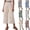Beige, variant on Wide Leg Women's Cropped Pants, Striped Lightweight Capri Pants for Women High Waisted Casual Travel Capris with Pockets, White, XXL